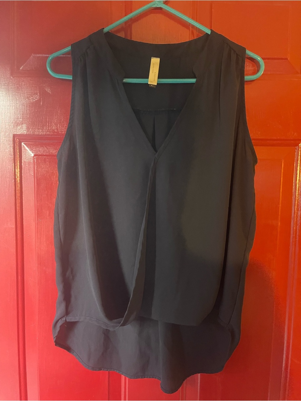 Sleeveless V-Neck Blue Women's Blouse - Picture 1 of 4